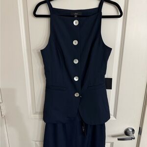 Lulu's Midnight Blue Button-Front suit sleeveless